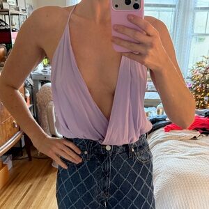 Astr Lilac Deep V-Neck Camisole